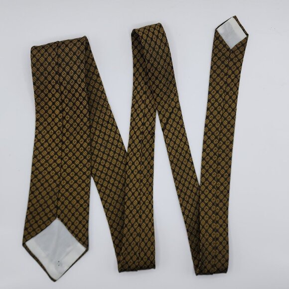 Geometric Tie Narrow Necktie Gold Black Silk 2.75" Wide 54" Long VTG - Picture 4 of 4